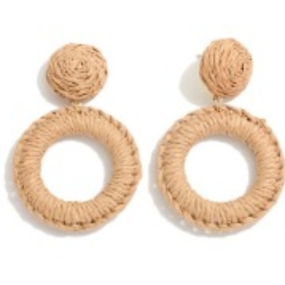 NWT Macrame medium brown hoops w/ gold finish - Picture 1 of 1